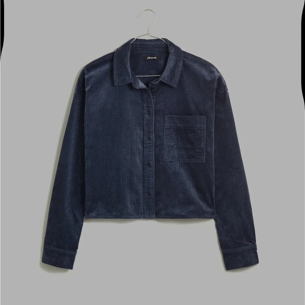 Madewell Dark Blue Corduroy Button-Up Shirt - Picture 4 of 6